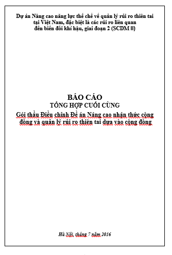 Báo cáo tổng hợp cuối cùng gói thầu Điều chỉnh Đề án Nâng cao nhận thức cộng  đồng và quản lý rủi ro F16878.vip cá cược thể thao, casino, slot game, bắn cá dựa vào cộng đồng