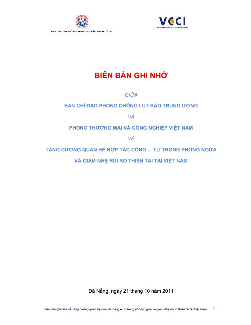 Biên bản ghi nhớ về tăng cường quan hệ hợp tác công - tư trong phòng ngừa và GNRR F16878.vip cá cược thể thao, casino, slot game, bắn cá tại Việt Nam
